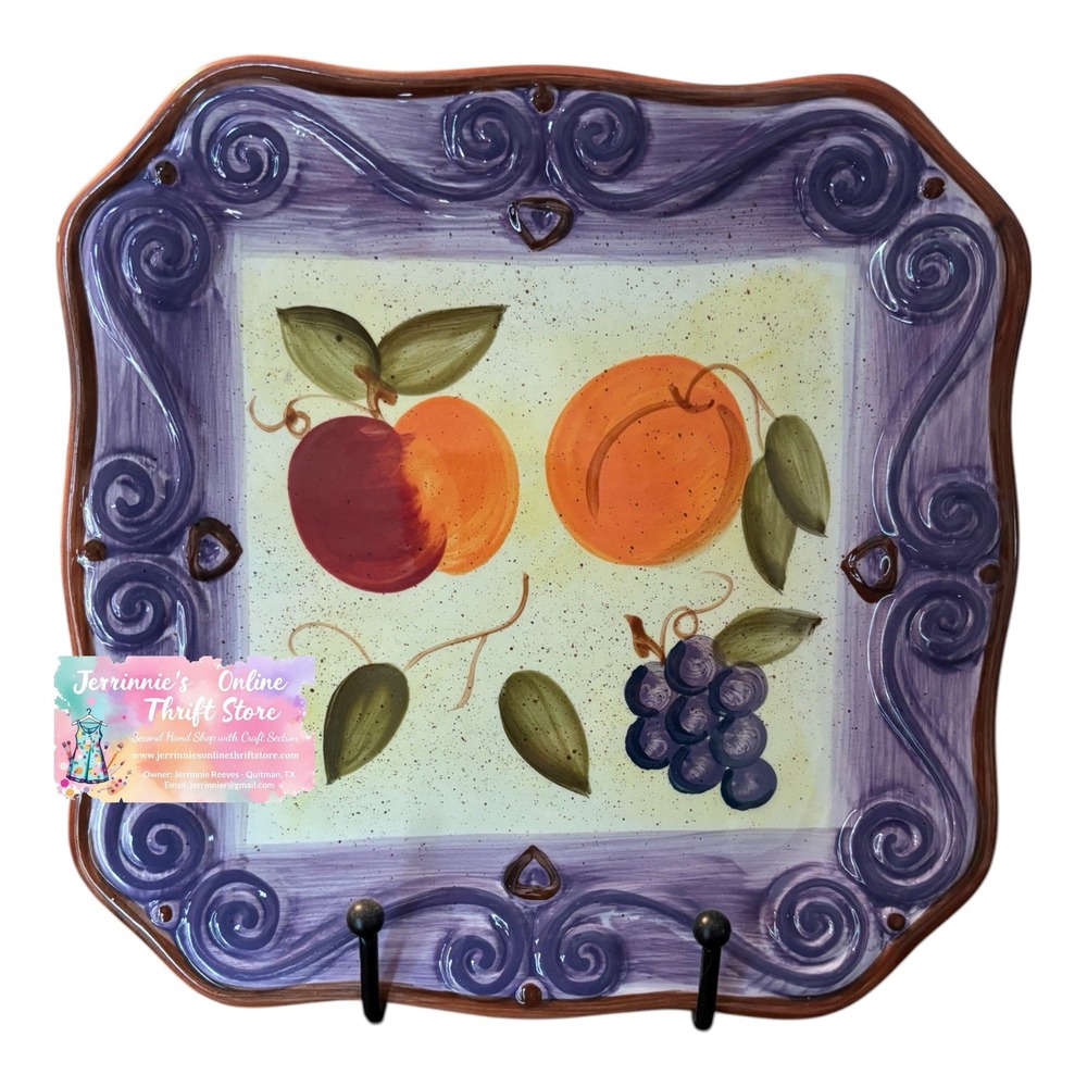Medici by‎ Tabletops Unlimited Hand-Painted Fruit Square Plate